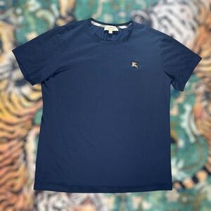 Burberry London England Logo T-Shirt Navy Blue Short Sleeve Fits Mens Medium